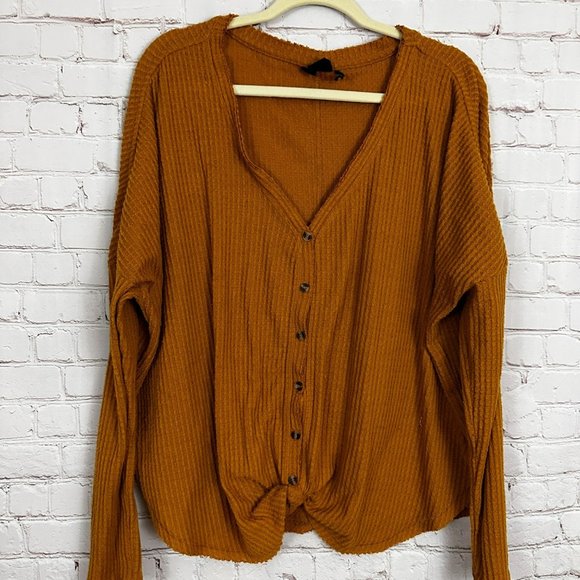 Urban Outfitters Tops - Out From Under For Urban Outfitters | V-neck Button-down Orange Long Sleeve
